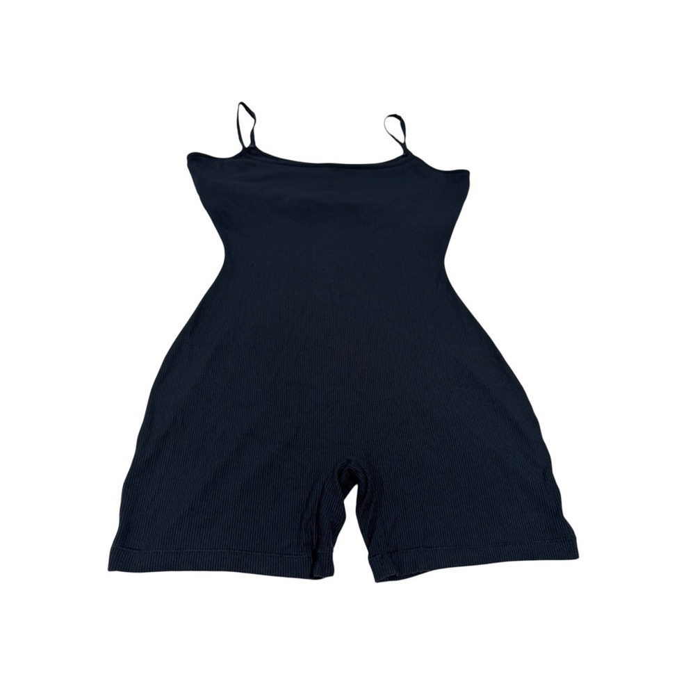 Skims Womens Navy Blue Soft Lounge Ribbed Romper Size Medium Sleeveless